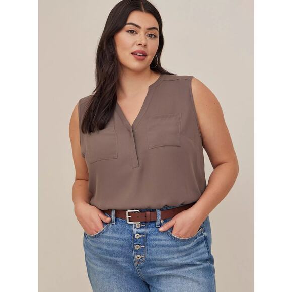 Torrid Harper Georgette Sleeveless Blouse – Brown Mocha – Size 5X - Picture 4 of 9